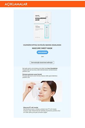 Hyalüronik Asit İçerikli Nemlendirici Yaprak Maske (1ad) Mascure Hydra Solution Sheet Mask