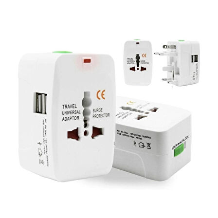 Global USB'li Priz Evrensel Seyahat Akıllı Priz 1000ma 2 Usb Hepsi Bir Arada _universal Travel Adapter