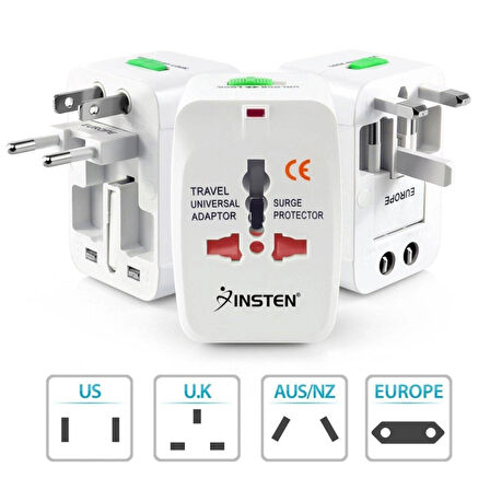 Global USB'li Priz Evrensel Seyahat Akıllı Priz 1000ma 2 Usb Hepsi Bir Arada _universal Travel Adapter