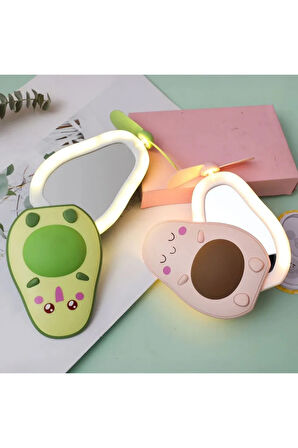 Sevimli Avokado Led Işıklı ve Pervaneli El Aynası