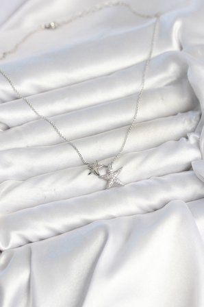 Pirinç Gümüş Renk Minimal Yıldız Model Kadın Kolye