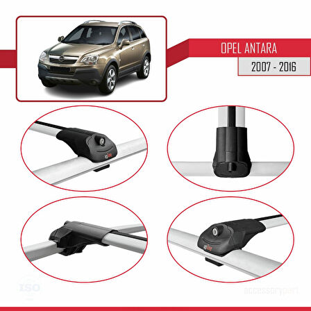 Opel Antara 2007-2016 Arası ile Uyumlu ACE-1 Ara Atkı Tavan Barı Gri 2 Adet