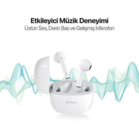 Ttec Dokunmatik Suya Dayanıklı Uzun Şarj Ömürlü Bluetooth 5.1 Bluetooth Kulaklık 60ms Gecikme Derin Bas