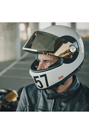 X.g100r Sputnik Kask (beyaz-siyah) + Sarı Cam   Uyumlu