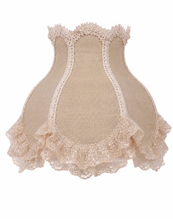 Bej Kadife Kaplı El Yapımı Abajur Şapkası 27x25cm