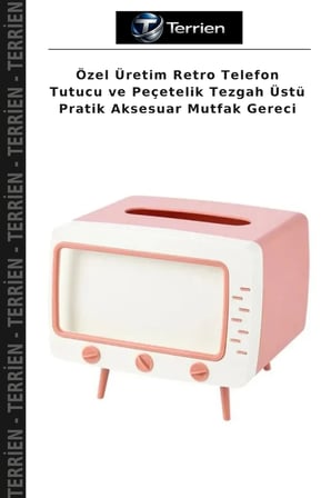 Özel Üretim Retro Telefon Tutucu ve Peçetelik Tezgah Üstü Pratik Aksesuar Mutfak Gereci