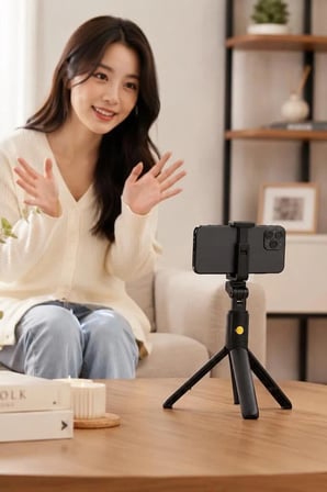 Mobil Aksesuar Uzaktan Kontrol Seyahat Gereci K07 Siyah Tripod Kumandalı Mini Selfie Çubuğu