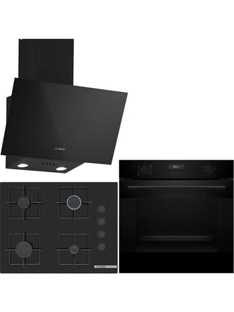 Bosch Siyah 3 Lü Ankastre Set 566 ( HUA717BA0T - POP7C6P31O - DWK63PJ60T 67CM Ocak - Buhar Destekli -