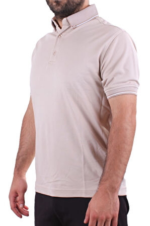 Twister 2305 Bej Günlük Kısa Kol Normal Kesim Pamuklu Polo Yaka Erkek Tişört