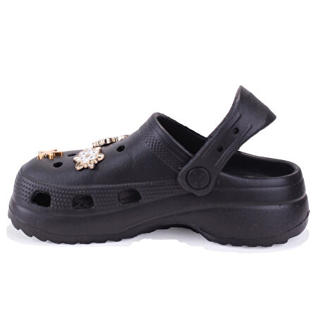 Dagoster DZA75-205 Siyah Taşlı Ortopedik Günlük Cross Spor Kadın Terlik