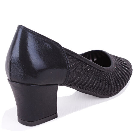 Dagoster DZA07-725545 Siyah Taşlı  Klasik Topuklu Kadın Ayakkabı