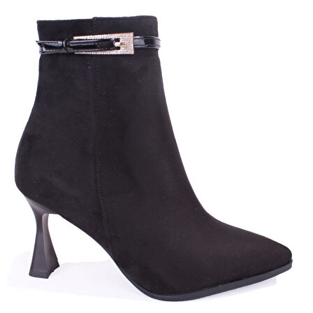Dagoster DZA07-11332005 Siyah Süet Klasik Topuklu Kadın Bot