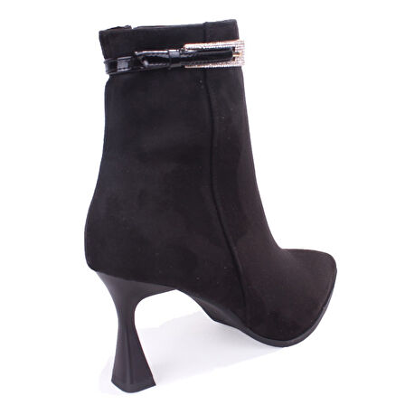 Dagoster DZA07-11332005 Siyah Süet Klasik Topuklu Kadın Bot