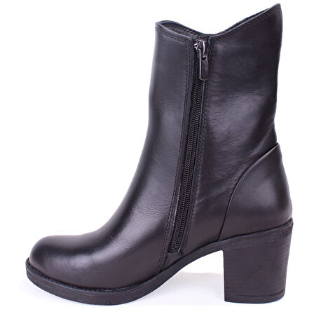 Dagoster DZA07-1314700 Siyah Klasik Topuk Deri Kadın Bot