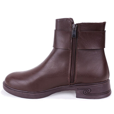 Dagoster DZA07-1004V042 Kahve Günlük Fermuarlı Düz Topuk Kadın Bot