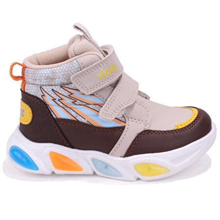 Vicco David 946P25K420 Bej Ortopedik Günlük Işıklı Erkek Çocuk Spor Bot