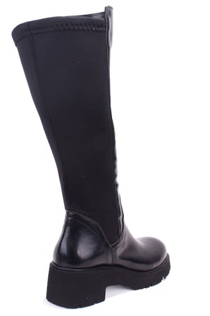 Dagoster DZA07-8961105 Siyah Rugan Günlük Streçli Düz Topuk Kadın Çizme