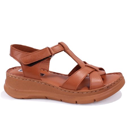Dagoster DZA07-600015 Taba Günlük Ortopedik Deri Kadın sandalet