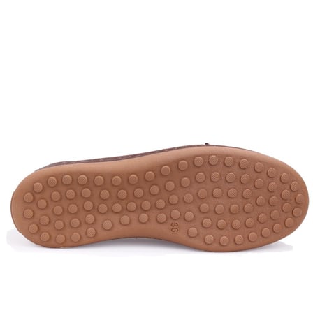 Dagoster DZA07-8892001 Kahve Süet Ortopedik Düz Taban Spor Kadın Babet