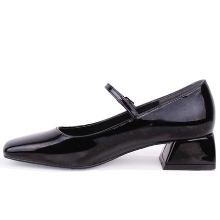 Dagoster DZA07-725101 Siyah Rugan 4 cm Kalın Topuklu Klasik Kadın Ayakkabı