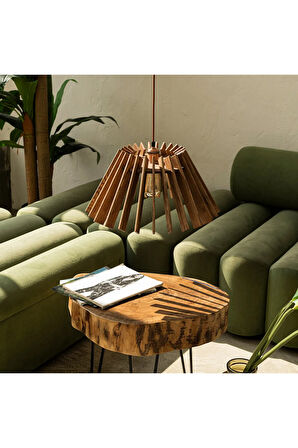AHŞAP MİNİMAL RUSTİK MODERN SALON AVİZESİ