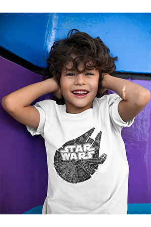 Star Wars Baskılı Unisex Çizgi Film Çocuk Tişört (1-12 YAŞ)