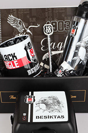 DEKOMUS GIFT BOX ÖZEL KUTULU BEŞİKTAŞ BESLENME KABI VE 500 ML TRITAN MATARA İLE KIRTASİYE SETİ 
