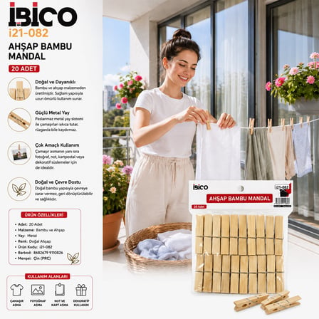 20PCS AHŞAP BAMBU MANDAL (5673)