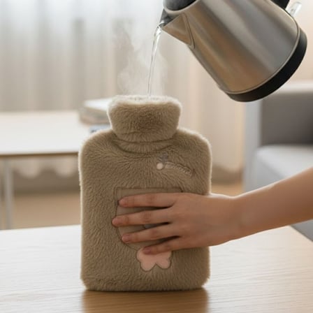 Papyonlu Ayıcıklı Kahverengi Figürlü Peluş Sıcak Su Torbası 1 Lt – Yumuşak Kılıf, Uzun Süre Sıcak Tu