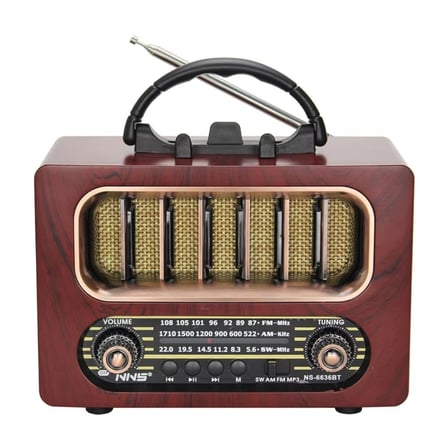Orta Boy Retro Ahşap Tasarım Bluetooth Hoparlörlü Radyo – FM/AM Destekli, Şarjlı ve Taşınabiliri Rad