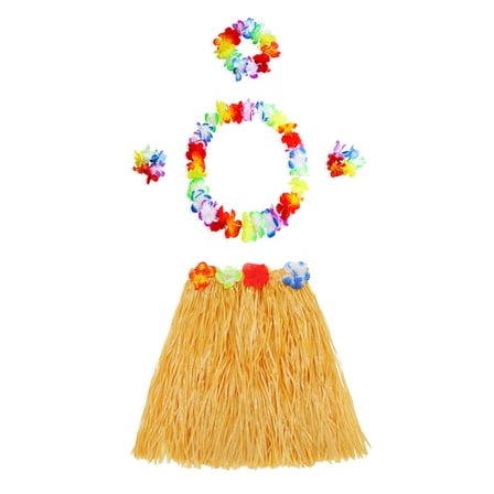 Luau Aloha Hawaii Kolye Etek Taç ve Bileklik Seti Turuncu (5673)