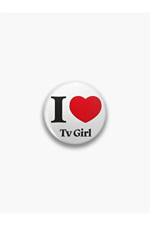 I Love TV Girl Yazılı Y2K Grunge Stil Rozet