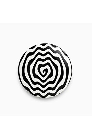 Dalgalı Spiral Şeklinde Siyah Beyaz Rozet