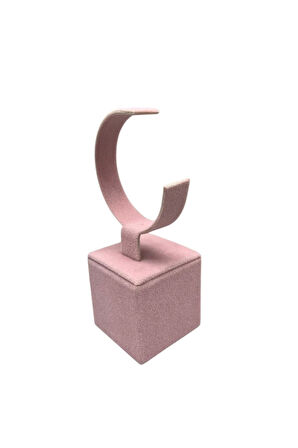 Yerli Üretim Süet Kumaş Pembe Renk 13 Cm Kelepçe Saat Sergileme Standı