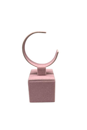 Yerli Üretim Süet Kumaş Pembe Renk 13 Cm Kelepçe Saat Sergileme Standı
