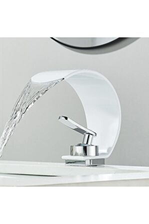 BANYO LAVABO BATARYASI BEYAZ/KROM ŞELALE 5 YIL GARANTİLİ İTHAL YENİ OVAL TASARIM.