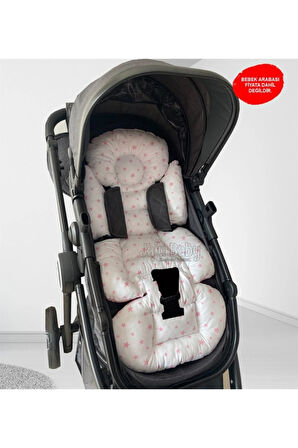 Pembe Yıldız Bebek Arabası Minderi