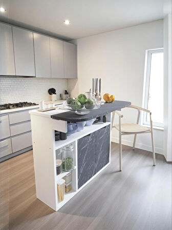 Kelebek Yemek Masası Mutfak Masası Katlanır Pratik Tekerlekli