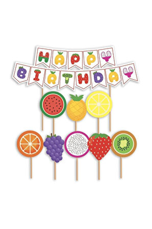 MEYVE TEMALI ÖZEL KESİM PASTA DEKOR SETİ