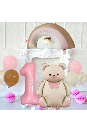 RETRO GÖKKUŞAĞI AYI FOLYO 1 YAŞ BALON SET