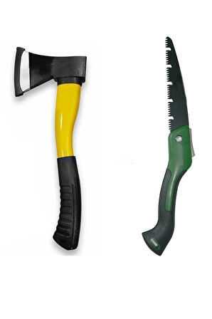 Balta Fiber Kaydırmaz Saplı Kamp Baltası Katlanabilir Testere ikili Set