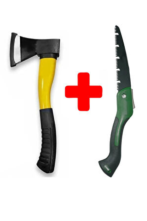 Balta Fiber Kaydırmaz Saplı Kamp Baltası Katlanabilir Testere ikili Set