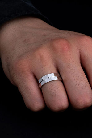 Erkek Gümüş Yüzük - 925 Ayar Yakamoz Model Gümüş Alyans Yüzük