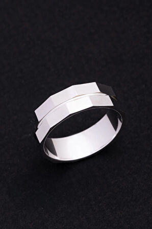 Erkek Gümüş Yüzük - 925 Ayar Yakamoz Model Gümüş Alyans Yüzük