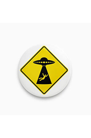 Rozet Metal Uzaylı Ufo Uyarı Tabela