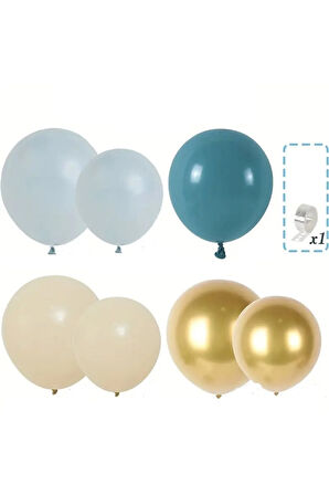 Toz Mavi ve Altın Balon Kemer Kiti DOĞUM GÜNÜ BALON SETİ