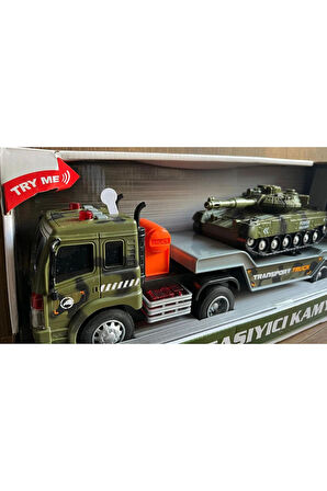 Vardem Sesli Ve Işıklı Tank Taşıyıcı Kamyon Askeri Araç Taşıyan Tır Oyuncak Araba