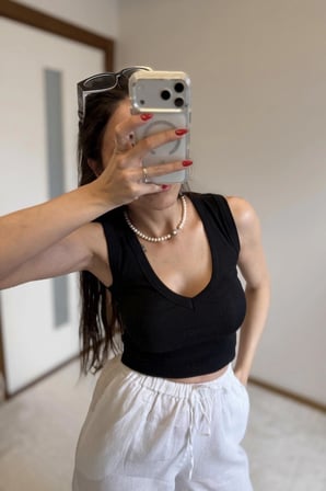 Siyah V Yaka Top