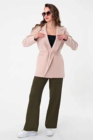 Kadın Taş Bel Bağlamalı Blazer Ceket