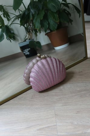 Pembe Taşlı istiridye Zincirli Çanta